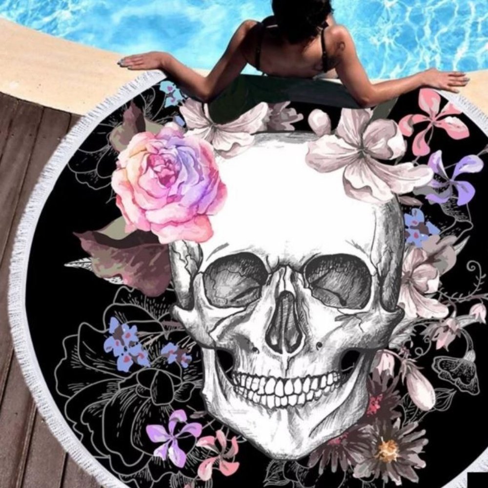 Julia Rose - Skull Beach Towel